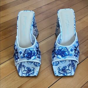Betsey Johnson Blue Floral Block Heels